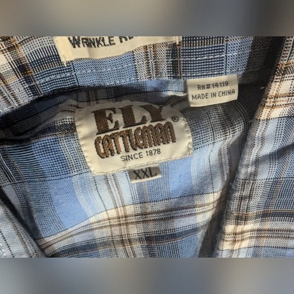 Ely Cattleman Blues Pearl Snap Shirt Men's Sz XXL Cowboy Western Short Sleeve - Picture 5 of 15